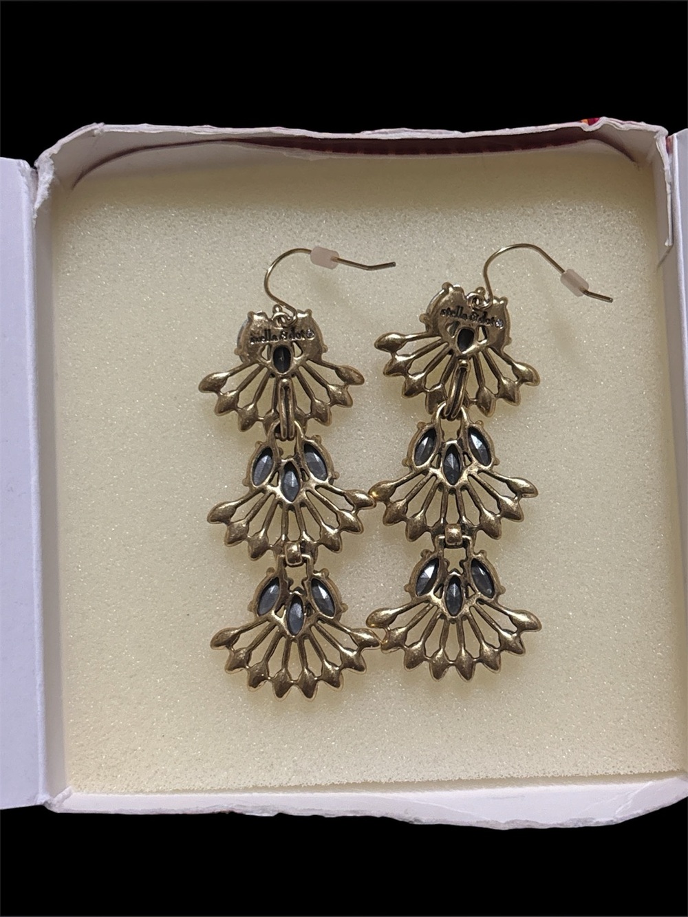 Stella & Dot Gold-Tone Coral Drop Chandelier Earrings - Picture 2 of 4